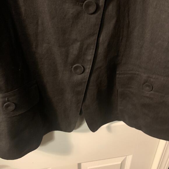 Talbots Women's Pure Irish Linen Blazer Jacket Size 3X Black Asymmetric Career - Picture 7 of 9